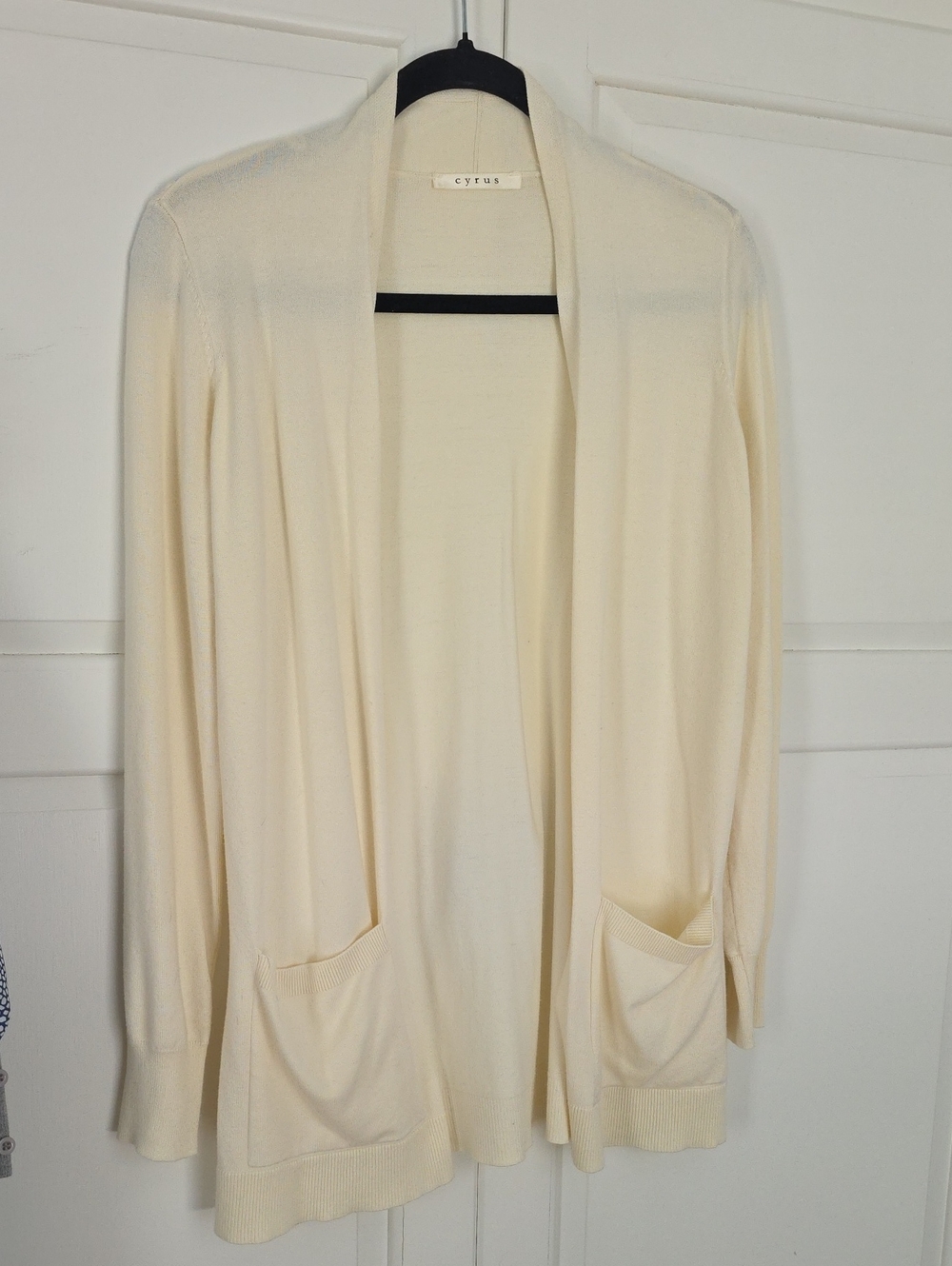 Cyrus Cream Open-Front Lightweight Cardigan with Pockets